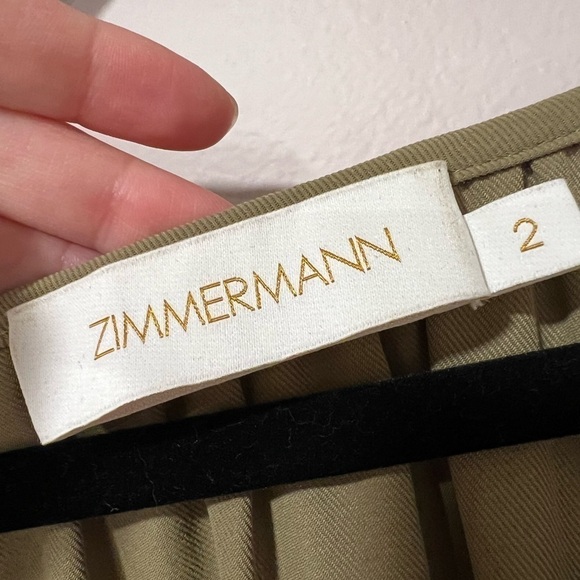 ZIMMERMANN  Bow-detailed Twill Midi Dress in Army Green Sz M - Picture 7 of 8